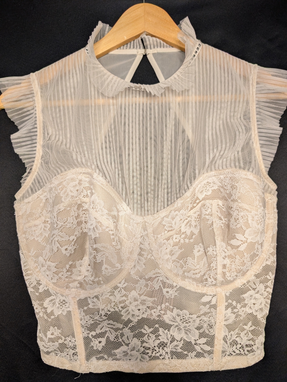 Victoria's Secret Cream Lace High-Neck Bustier Bra Size 36DD